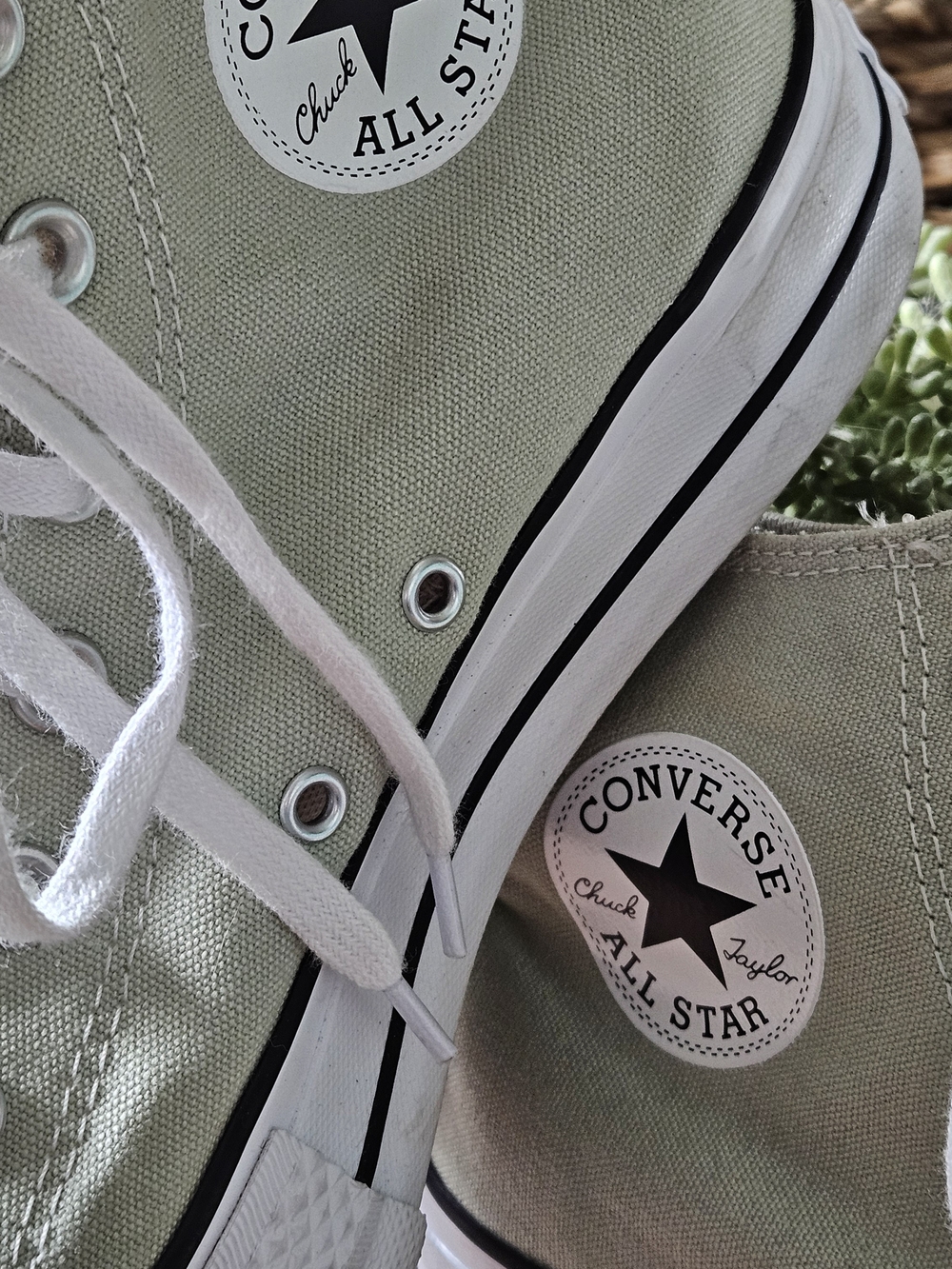 Light Sage Green High-Top Converse Sneakers - Casual Women’s Shoes - Picture 4 of 16